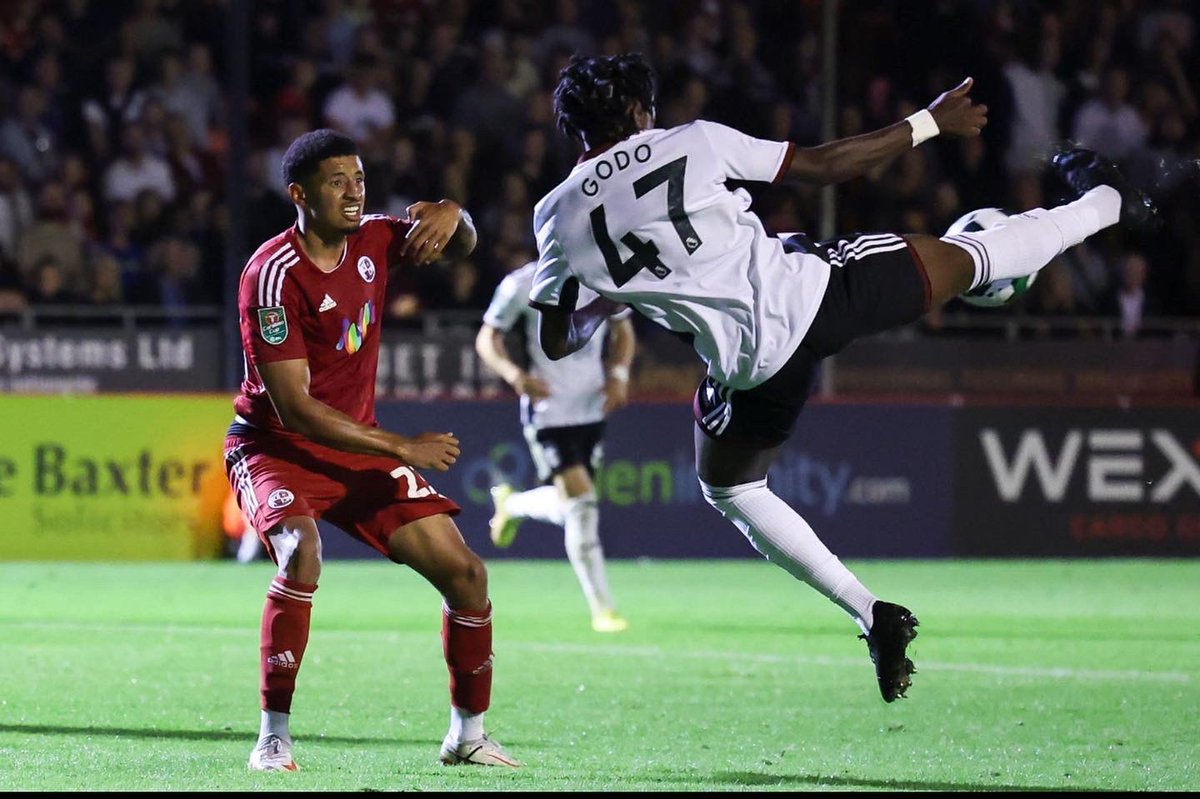 GodoMartial's tweet photo. Happy to make my professional debut in the EFL Cup yesterday, frustrating result but an amazing experience never the less. A lesson truly learnt not lost. Huge thank you to the travelling fans . Thank you my family and all praise to the most high † @FulhamFC https://t.co/IHX9HAbcbD