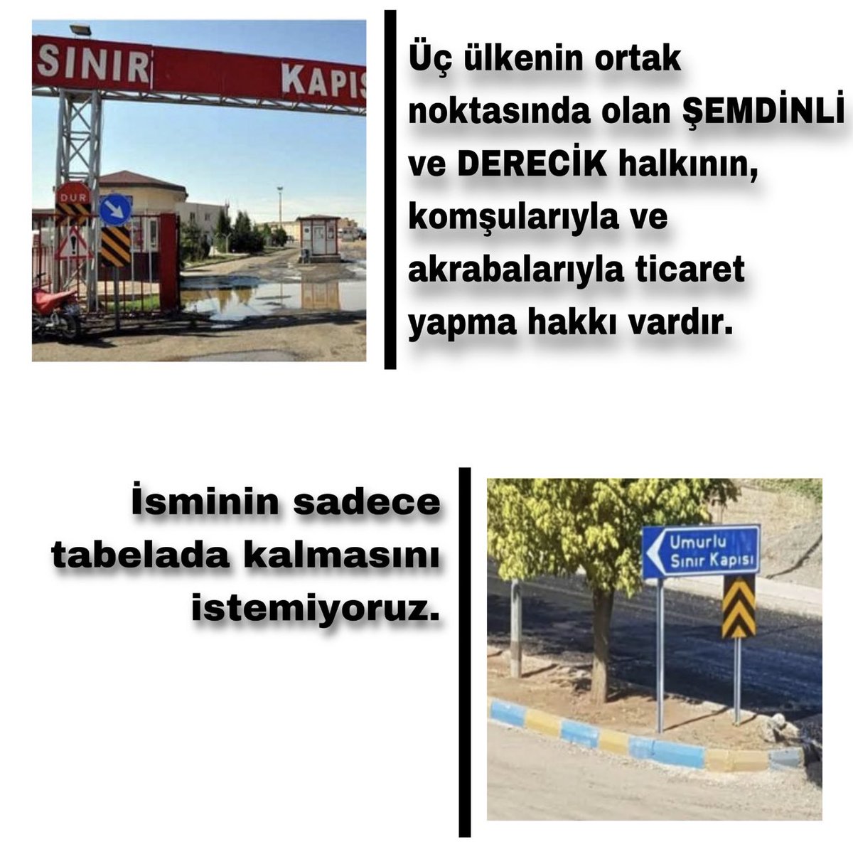 #DerecikSınırKapısıAçılsın