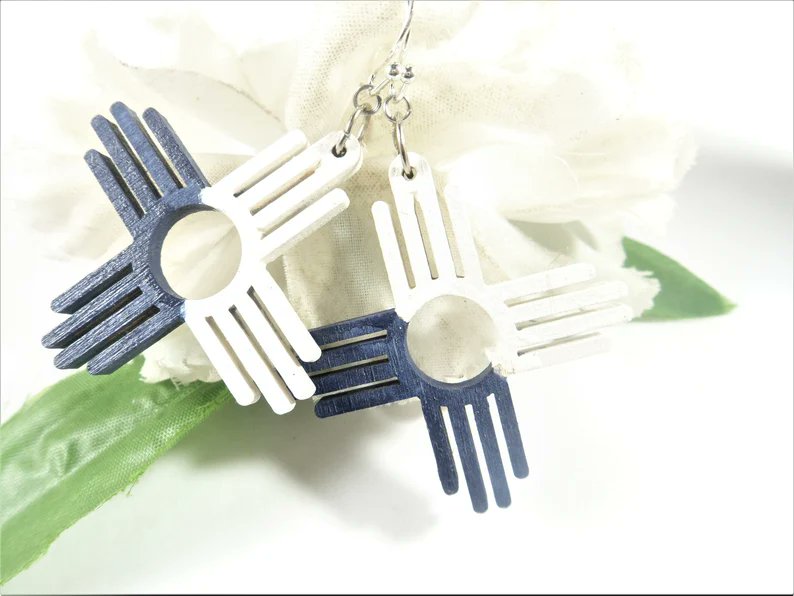 Dallas Cowboys Zia Earrings, Navy and White Zia Sun Earrings, Zia Jewelry, NFL Earrings, New Mexico Earrings, NFL Jewelry, Hand Painted etsy.me/3pG4Cxp via <a href="/Etsy/">Etsy</a> #pottiaugust24 #DallasCowboys #Texas #enchantedroseshop #etsyjewelry #NewMexico