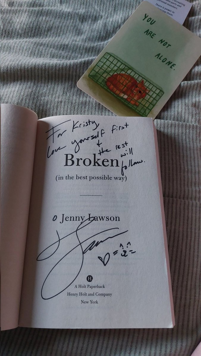 minikrisje's tweet photo. Just started reading my personally signed copy op Broken by @TheBloggess or at least im trying to. https://t.co/hEyOwYQj87