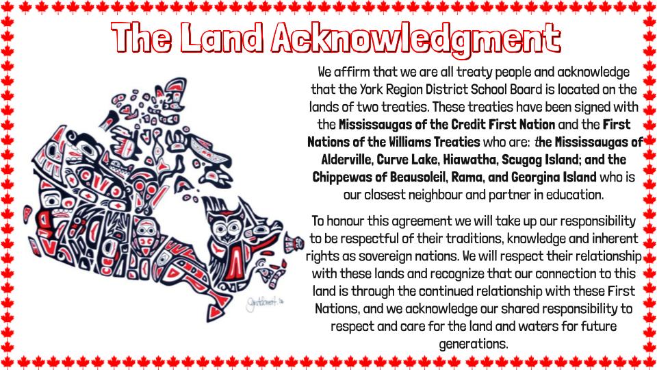 I know many of us #YRDSB teachers are already thinking about how we are setting up our classrooms for this year. Why not start with finding a physical place for students to familiarize themselves with the YRDSB Land Acknowledgment?