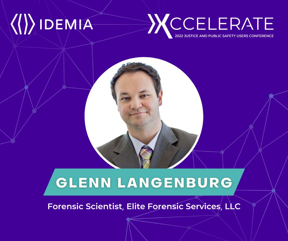 Idemia_NA's tweet image. #IDEMIAUsersConference Speaker Spotlight: Glenn Langenburg is a renowned #latentprint examiner who has been in the industry for 22 years. Alongside his Forensic Science PhD, he is the co-host of the @DoubleLoopPod podcast. Catch him at #Xccelerate2022! bit.ly/3NiTYai