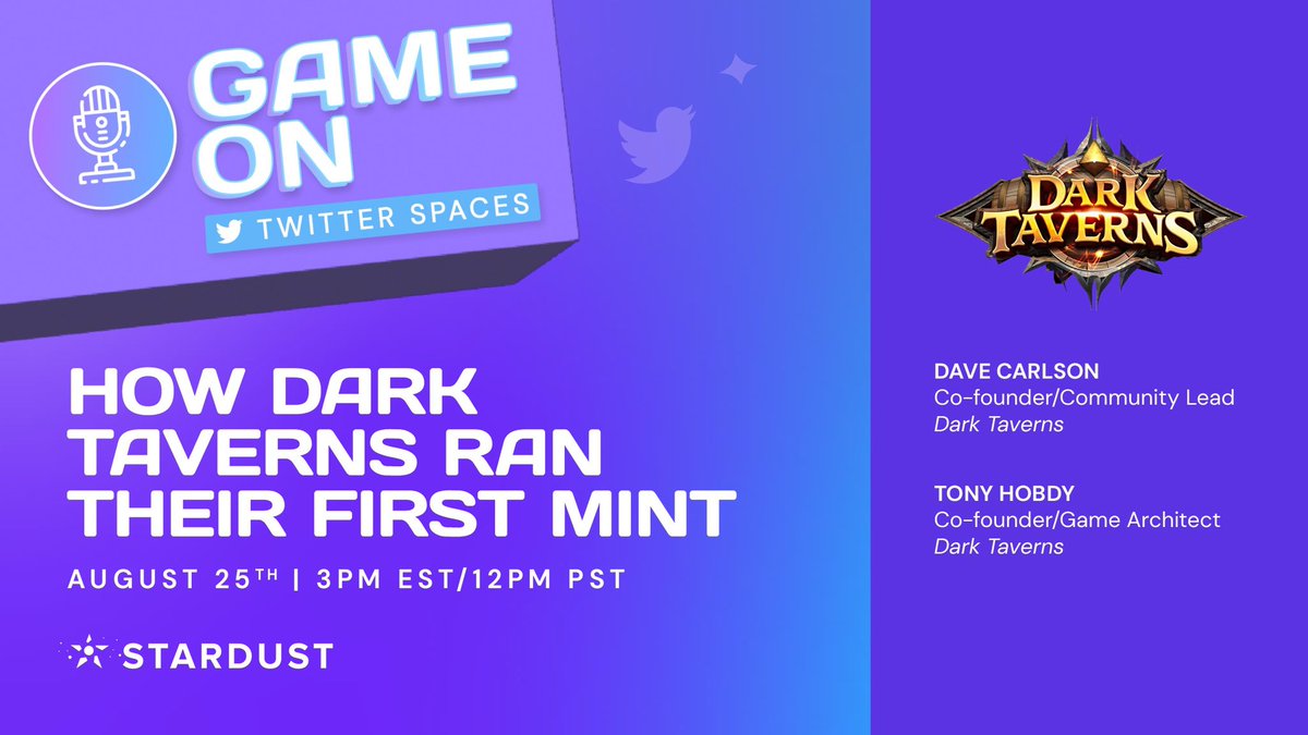 Join us tomorrow at 4:30pm EST/ 1:30pm PST with <a href="/DarkTaverns/">Dark Taverns (minting now)</a> as we dive into their mint. Set a reminder 👇 x.com/i/spaces/1YqKD…