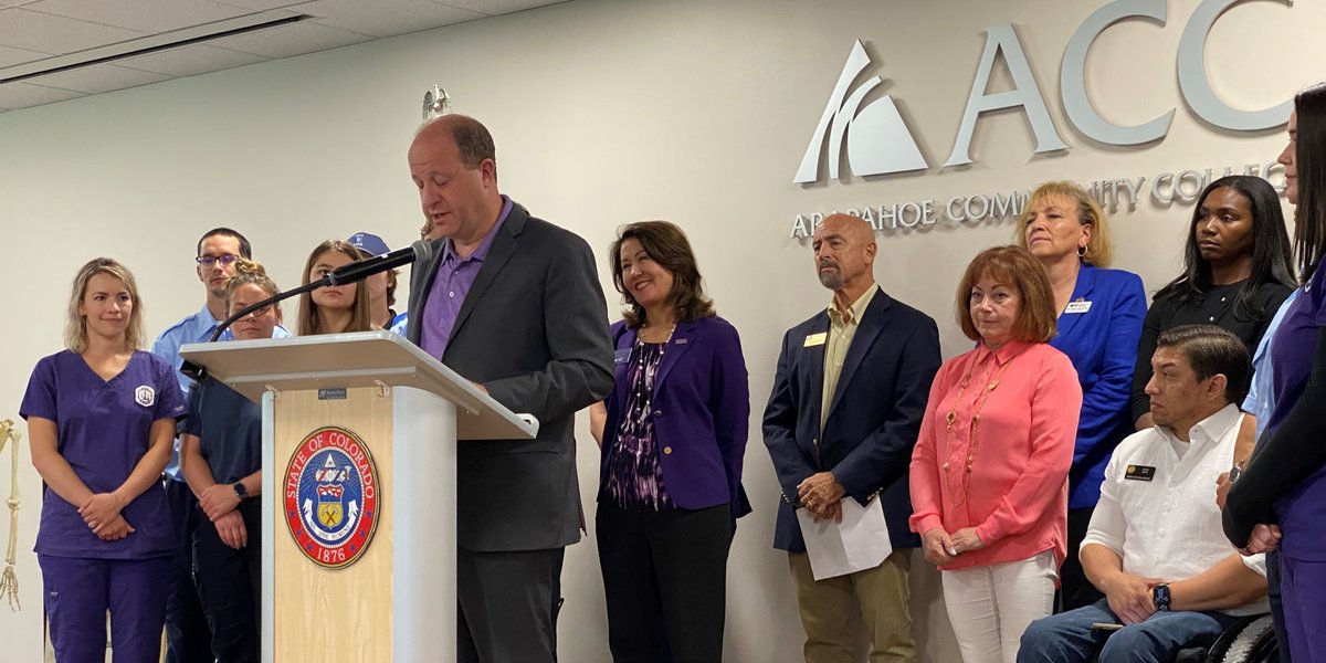 Arapahoe CC (@arapahoecc) on Twitter photo Great visit from <a href="/GovofCO/">Governor Jared Polis</a> at ACC today to highlight Care Forward Colorado (via SB22-226). The program is revitalizing Colorado’s healthcare workforce through zero-cost, short-term training programs at community & technical colleges. <a href="/CoHigherEd/">CO Dept of Higher Education</a> <a href="/LtGovofCO/">Dianne Primavera</a> cccs.edu/care-forward-c… Great visit from <a href="/GovofCO/">Governor Jared Polis</a> at ACC today to highlight Care Forward Colorado (via SB22-226). The program is revitalizing Colorado’s healthcare workforce through zero-cost, short-term training programs at community & technical colleges. <a href="/CoHigherEd/">CO Dept of Higher Education</a> <a href="/LtGovofCO/">Dianne Primavera</a> cccs.edu/care-forward-c…