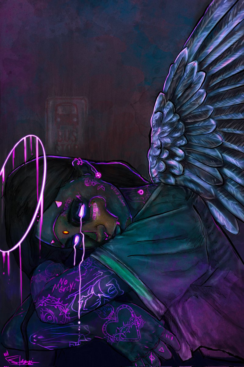 Missed the bus and now she's already forgotten.

Finally finished this piece, one more angel for the record lol 
 
🤘🤖🤘