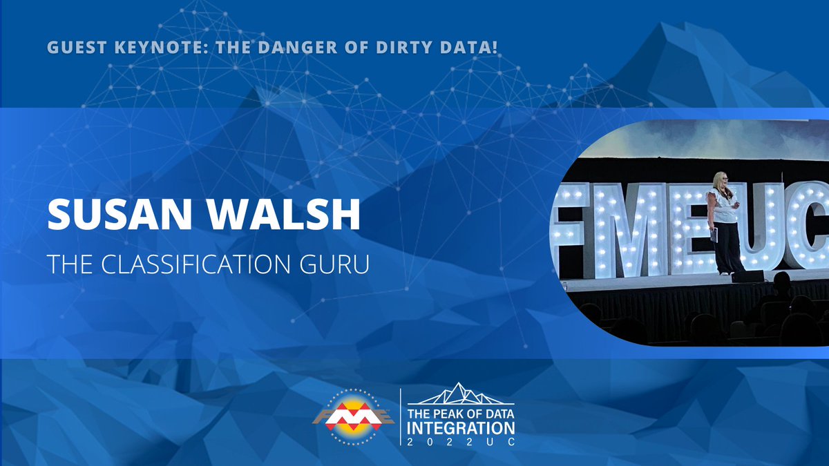 SafeSoftware's tweet photo. With a decade of experience fixing your dirty data, Susan Walsh is the Classification Guru. Come join us and listen to Susan share real-life examples of dirty data. 

#FMEUC22 #FME #FMEdata #FMEdataintegration #DataIntegrationEvent #TechEvents2022 https://t.co/ZD9UQrRE3W