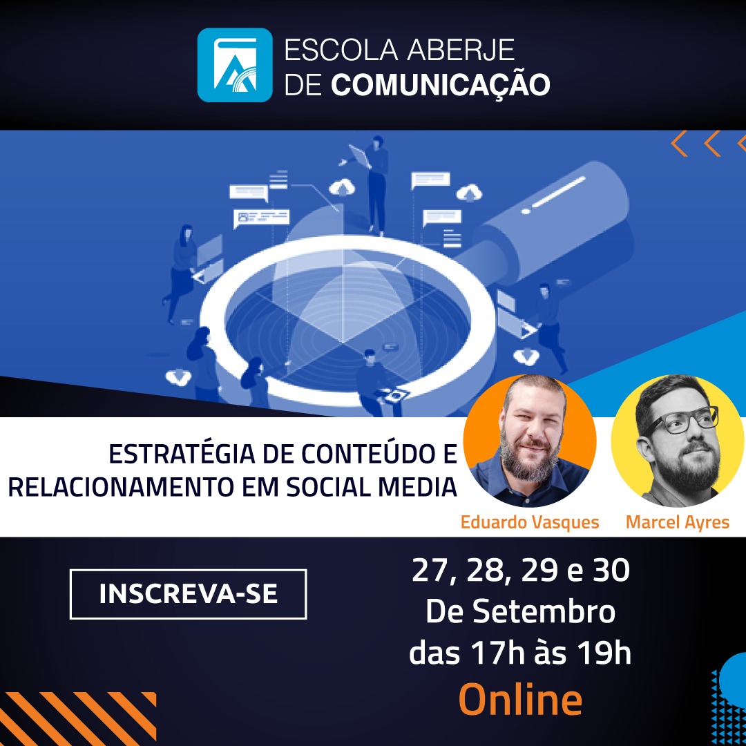 💡Inscrições abertas: escolaaberje.com.br/.../estrategia…

Um dos temas mais emergentes dos dias atuais para profissionais que atuam em pequenas, médias e grandes organizações e mesmo para quem é empreendedor. Em parceria com a Escola Aberje de Comunicação @aberje