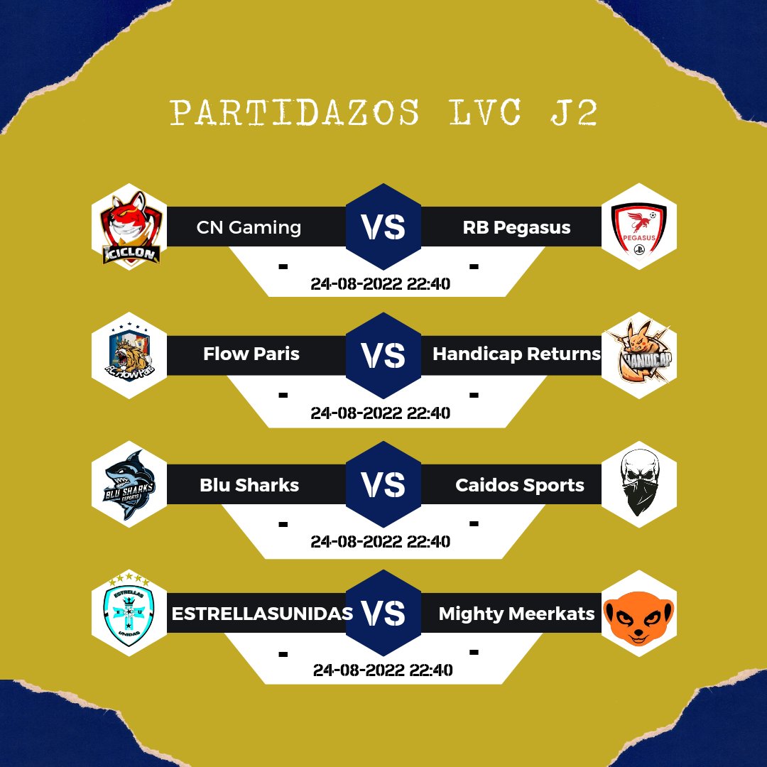 Aqui estan los partidazos de la J2!

!Suerte a todos los equipos!