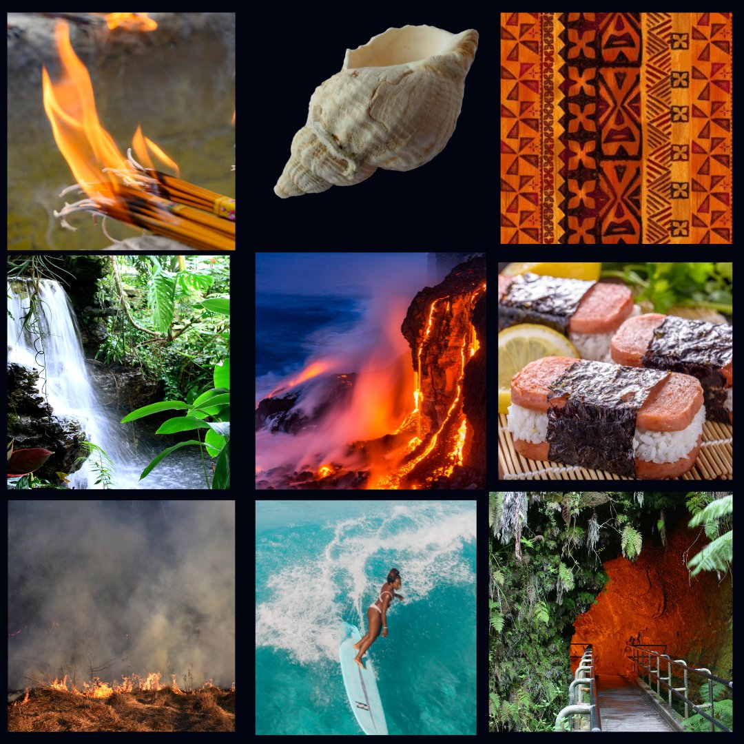 A mood board for my Hawaiian mythology mg to get me ready for #SFFpit tomorrow.