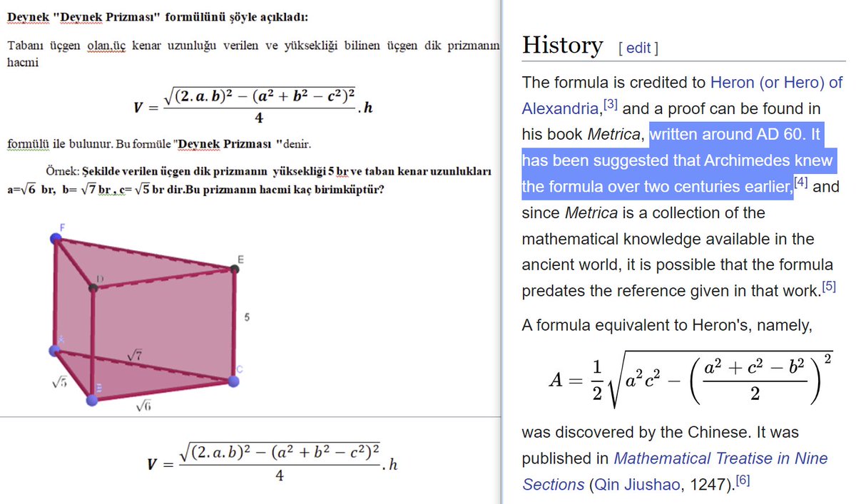 #Deynek formülleri, 
Heron'un formülünü 1960 sene sonra yeniden yazan Ethem Deynek hocamız medyanın yeni malzemesi. Kim bilir, hocamız ne dedi medya ne anladı. Deyneği bilmem ama tam sopalığız. 

#EthemDeynek

egitimsitesi.net/ethem-deynek-t…

en.wikipedia.org/wiki/Heron%27s…