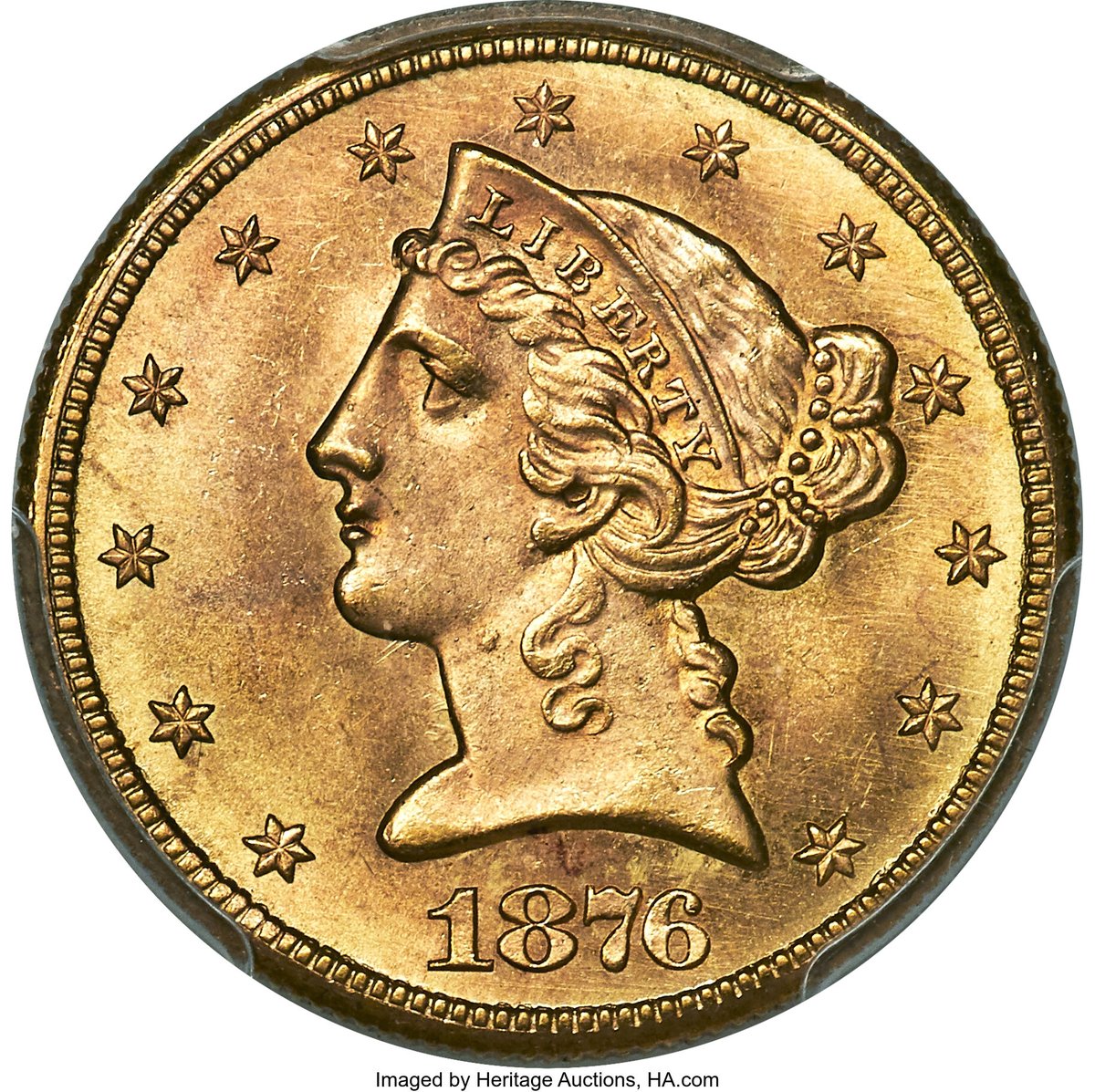 HeritageAuction's tweet photo. #HERITAGELIVE The 1876-CC claims the lowest mintage of any #HalfEagle from the Carson City #Mint, at a meager 6,887 pieces. As might be expected, the 1876-CC is an elusive issue in all grades today. This one just sold for $780,000. https://t.co/w0fOsd3PvB
#numismatics #coins https://t.co/rRfNk2E3WK