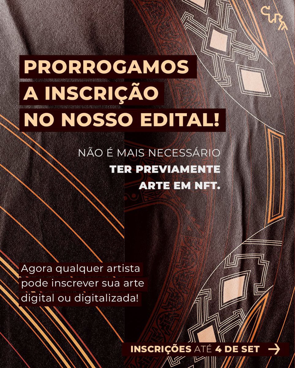 cura_art's tweet photo. Alerta adaptação no edital 🚨
#cura22 #artepublica #muralismo #cura #circuitodeartepublica #belohorizonte #streetart
#cripto #criptoworld #tezos #cleanNFT #xtz #NFTart https://t.co/ArUy9SPDke