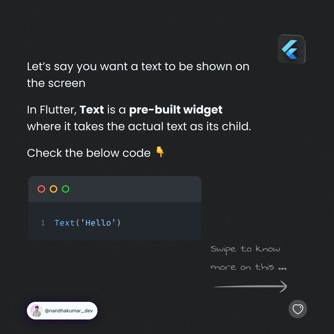 nandhakumar_me's tweet photo. 2/3 

Check out the example👇

#flutter #codinglife #programmers #programmer #SoftwareDevelopment #learning #SoftwareEngineer #Developers #Dev #100DaysOfCode #Coding #CoFounder #Saas #Startup #dart #flutterdeveloper #flutterdev #dartdeveloper #flutterui https://t.co/Zx4v59yOpu