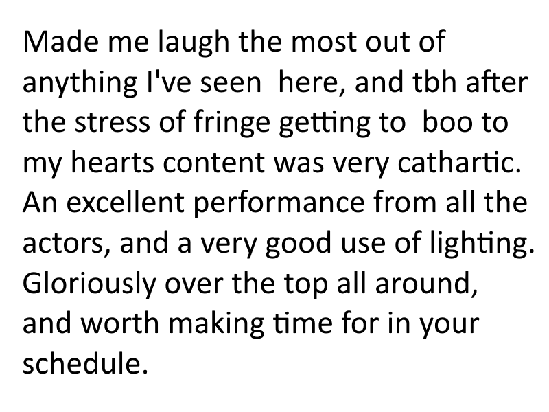 quintuple_l's tweet photo. Another lovely audience review for #Joffrey at #edfringe. If you want to laugh and boo to your hearts content go make time in your schedule @theSpaceUK 

Book tickets here: https://t.co/Av5MzHncki https://t.co/DVtphPHkVL
