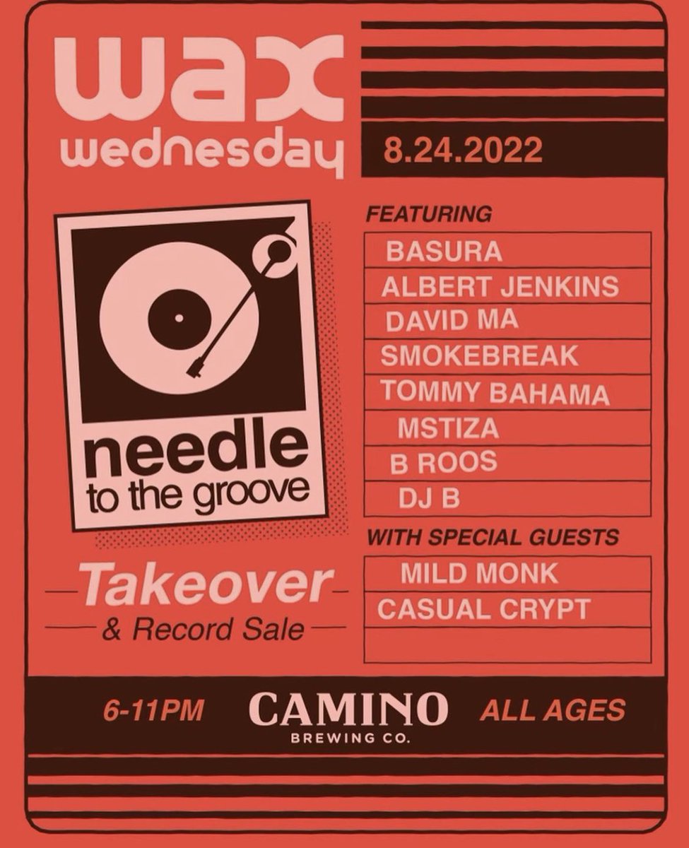 We have a heavy lineup for Wax Wednesday tonight. Pull through! It’s free and all ages!