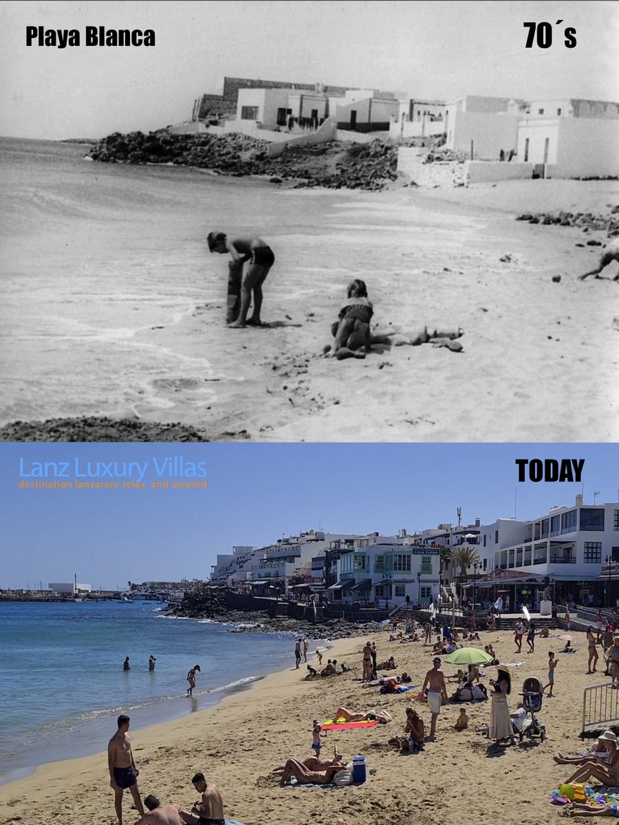 LLVRob's tweet image. lanzluxuryvillas.com yesterday  and today series. Spectacular comparison between the 70s and the present day. Little town centre beach.