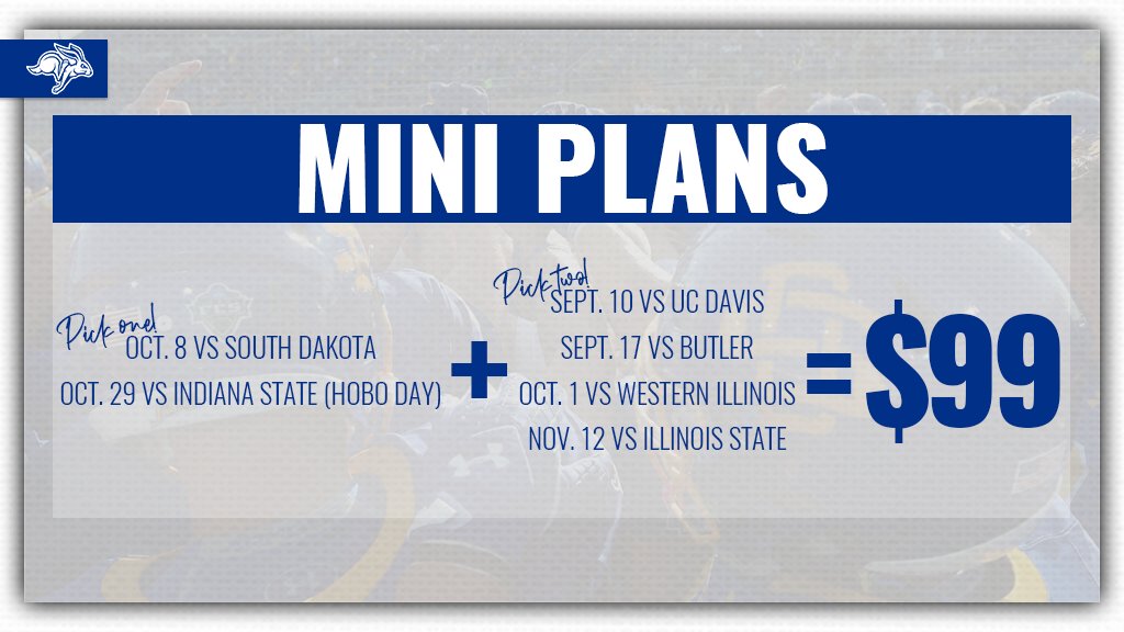 GoJacksSDSU's tweet photo. Mini Plans: THREE games, ONE low price! 👏 Purchase &amp; join @GoJacksFB this fall at Dana J. Dykhouse Stadium!

🛒 » https://t.co/t90fuxmwu4
📞 » 605-688-5422

#GoJacks 🐰🏈 https://t.co/b4Pt9nS82z