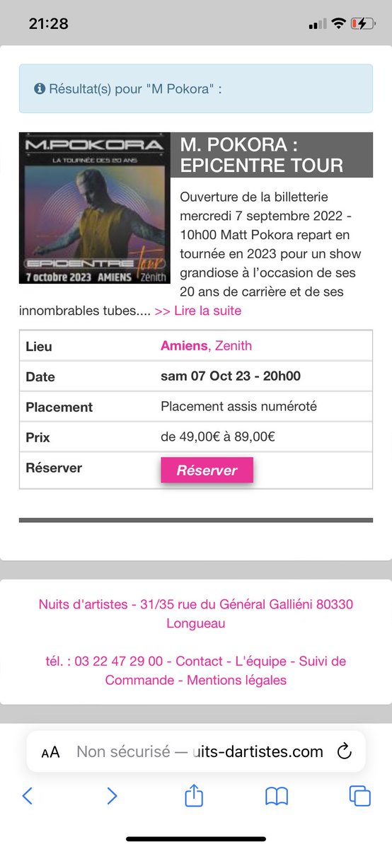TaylorCPRN's tweet photo. Voilà les tarifs pour l’#EpicentreTour et la salle ♥️ Ça va être de la folie 🥰 https://t.co/fKX1eZHnfI