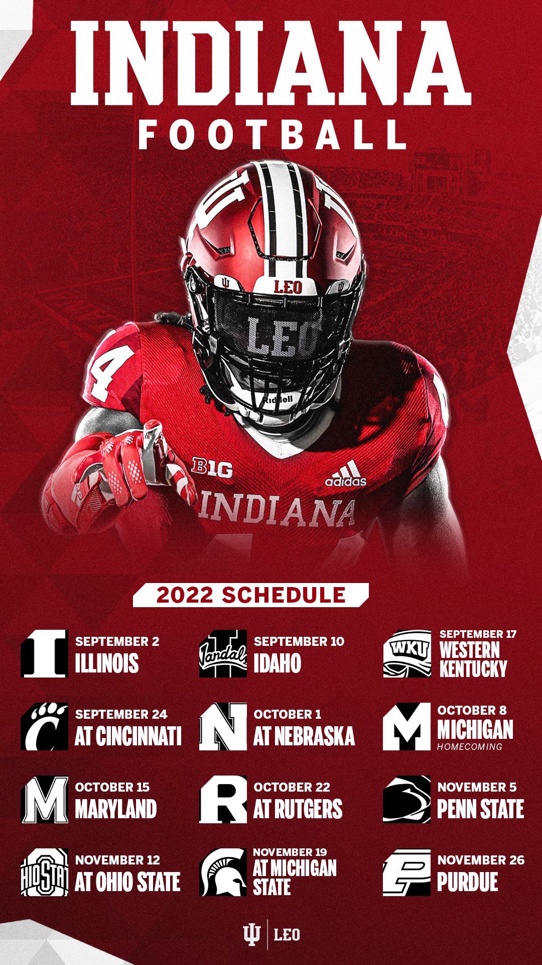 University of indiana football clearance schedule