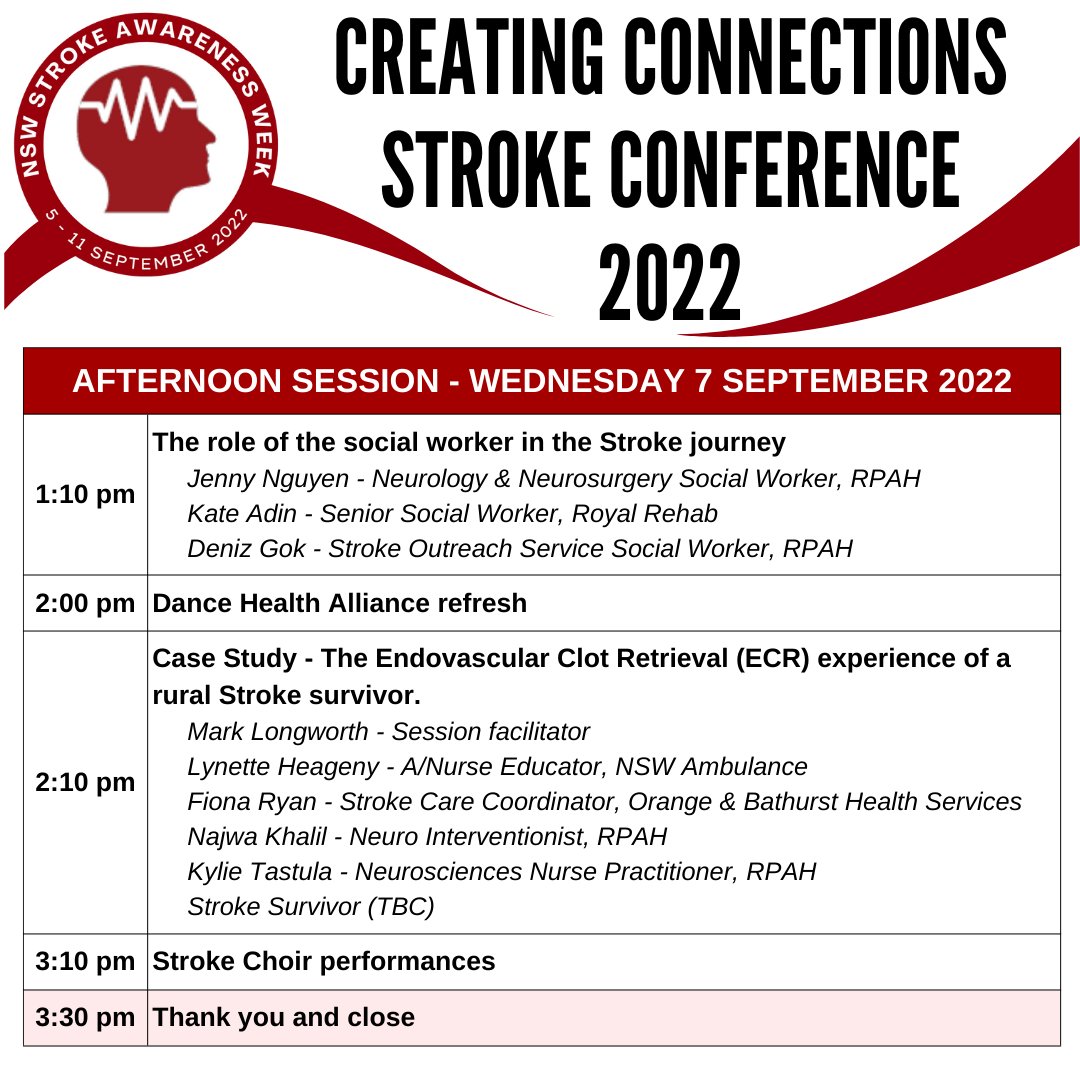 Register now for the 25th annual Creating Connections Stroke Conference! #StrokeSurvivors, #carers, #healthprofessionals and #students are invited to attend the event either face to face or via our live stream. See details below on how to register. #Stroke @strokefdn