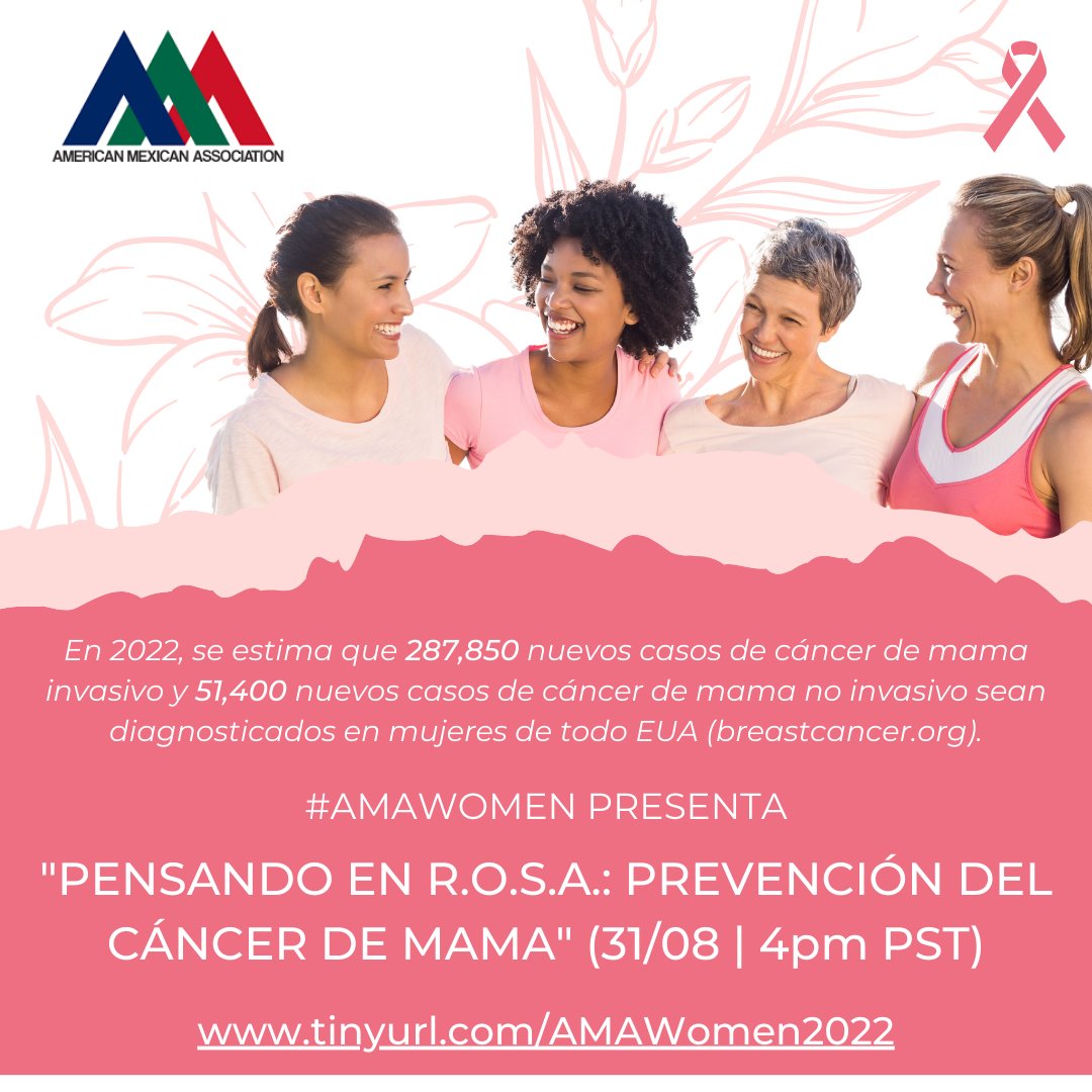 AMAUSAOrg's tweet photo. Te esperamos en el próximo seminario de #AMAWomen con la Dra. Martha Esquivel el miércoles, 31 de agosto a las 4pm PST. Registro: https://t.co/atdJGbQ4Ou
Para aprender más sobre el cáncer de mama, visita la página https://t.co/MlA4sNlIHs. https://t.co/G5EdYMwXdt