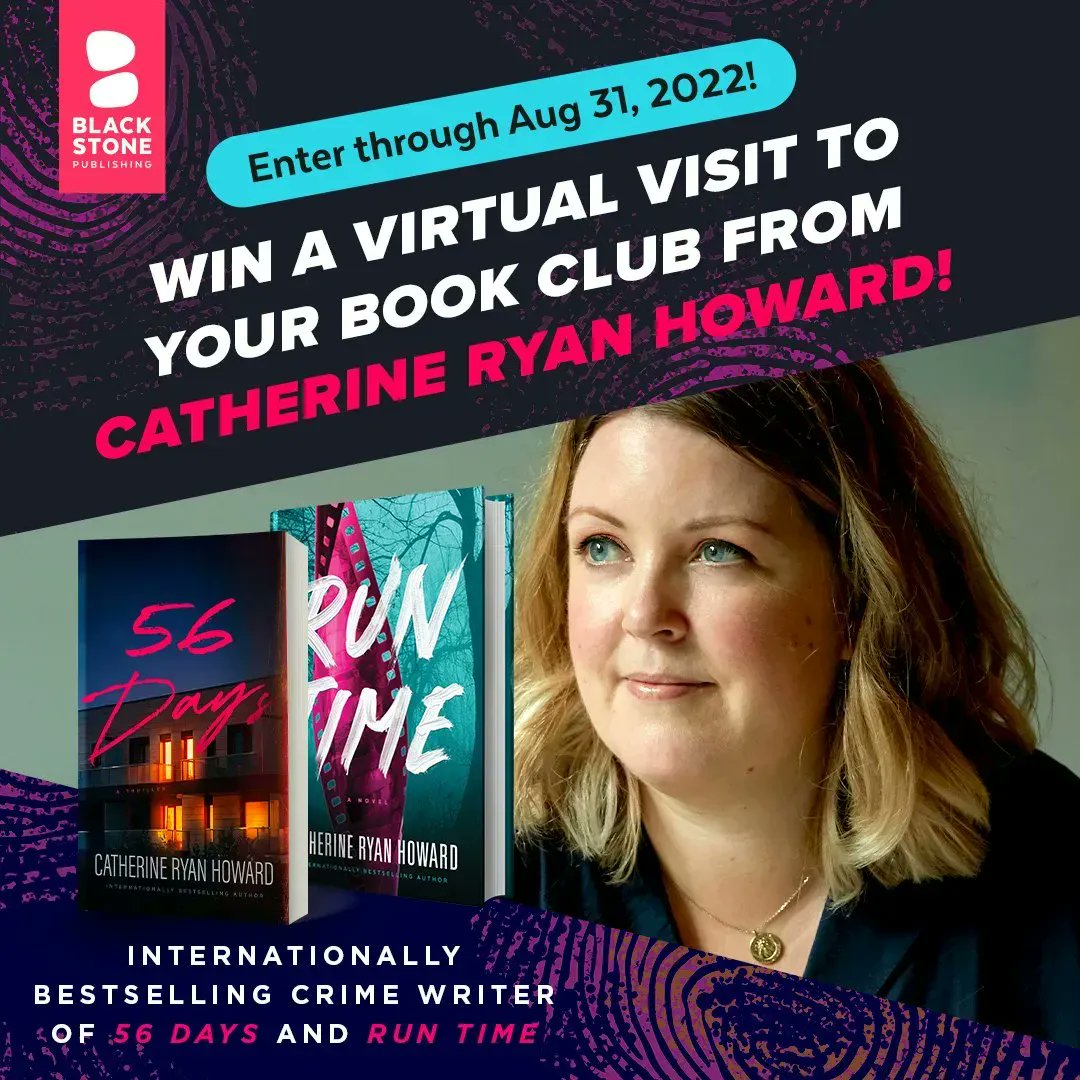 BlackstoneAudio's tweet photo. There is 1 WEEK LEFT on this killer sweepstakes!
Enter NOW — AUGUST 31, 2022 for the chance to have your #bookclub win a virtual visit from internationally bestselling crime writer @cathryanhoward, author of #RUNTIME + #56DAYSBook!

📅ENTER NOW: https://t.co/xxerIlaBwI https://t.co/V2yd1f1OIN