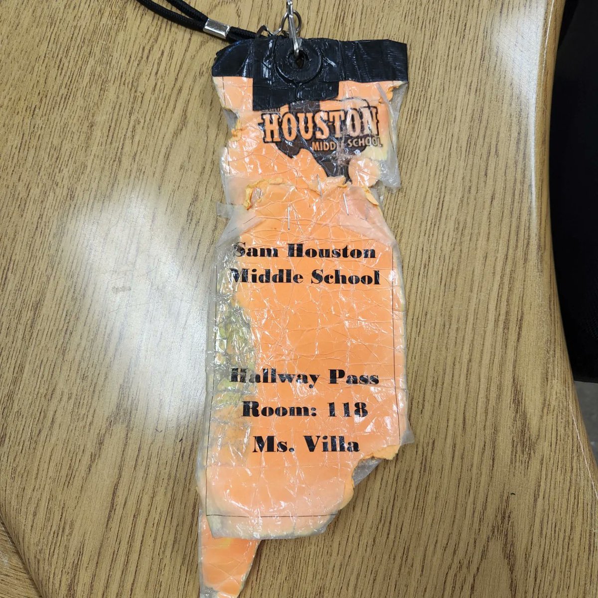 villa_sci's tweet photo. A moment of silence for last year's hall pass.
I finally decided to retire it and bring out the spare one from last year π #TeacherHumor #SamHoustonMS https://t.co/4gY8dWbr7n