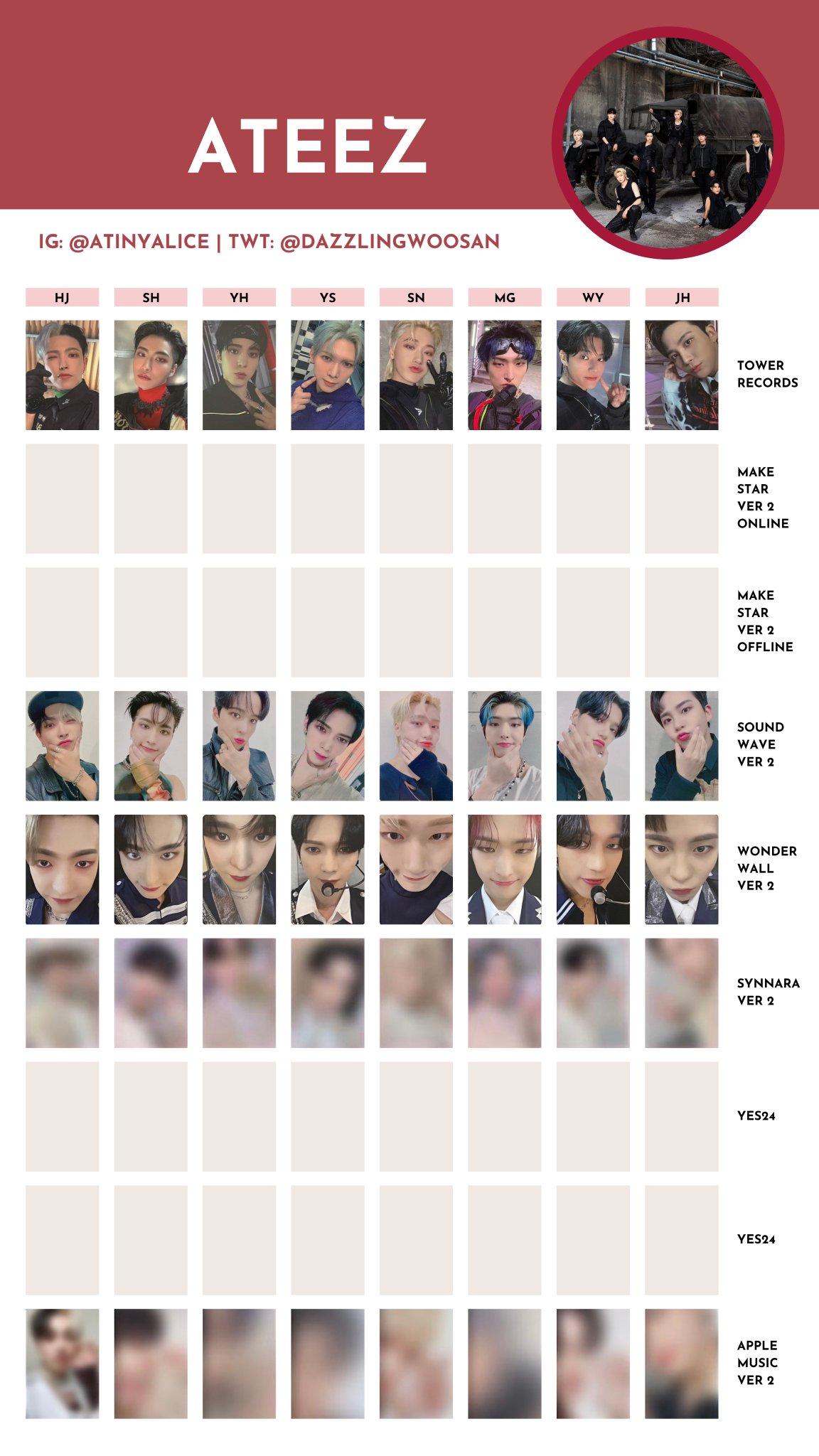 ATEEZ x Wonderwall コラボカード ATEEZ HONGJOONG Wonderwall Official Photocard set of 2 Photo