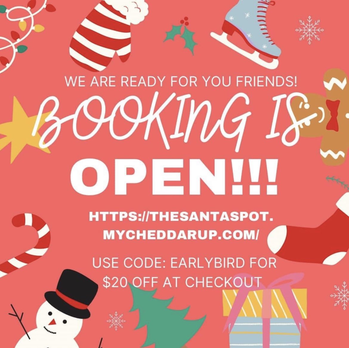 The Santa spot now taking bookings don’t wait in line see the real Santa! Interact with him!