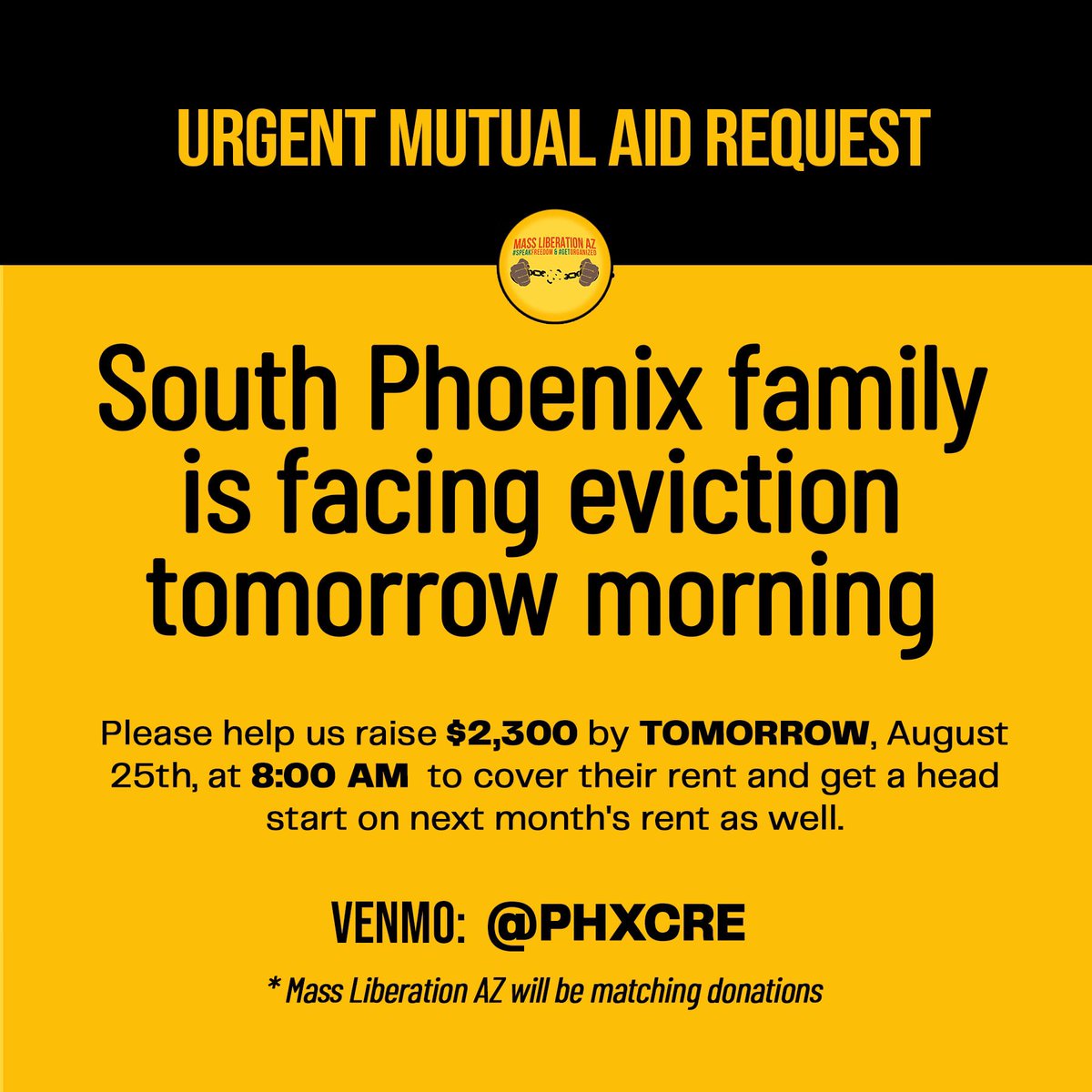 masslibaz's tweet photo. A South Side father of six is facing eviction! Help @CREPHX and Mass Lib raise $2,300 to cover the cost of keeping this family housed and avoid being another family displaced by predatory landlords that put property over people. https://t.co/XPhnoxSFGn