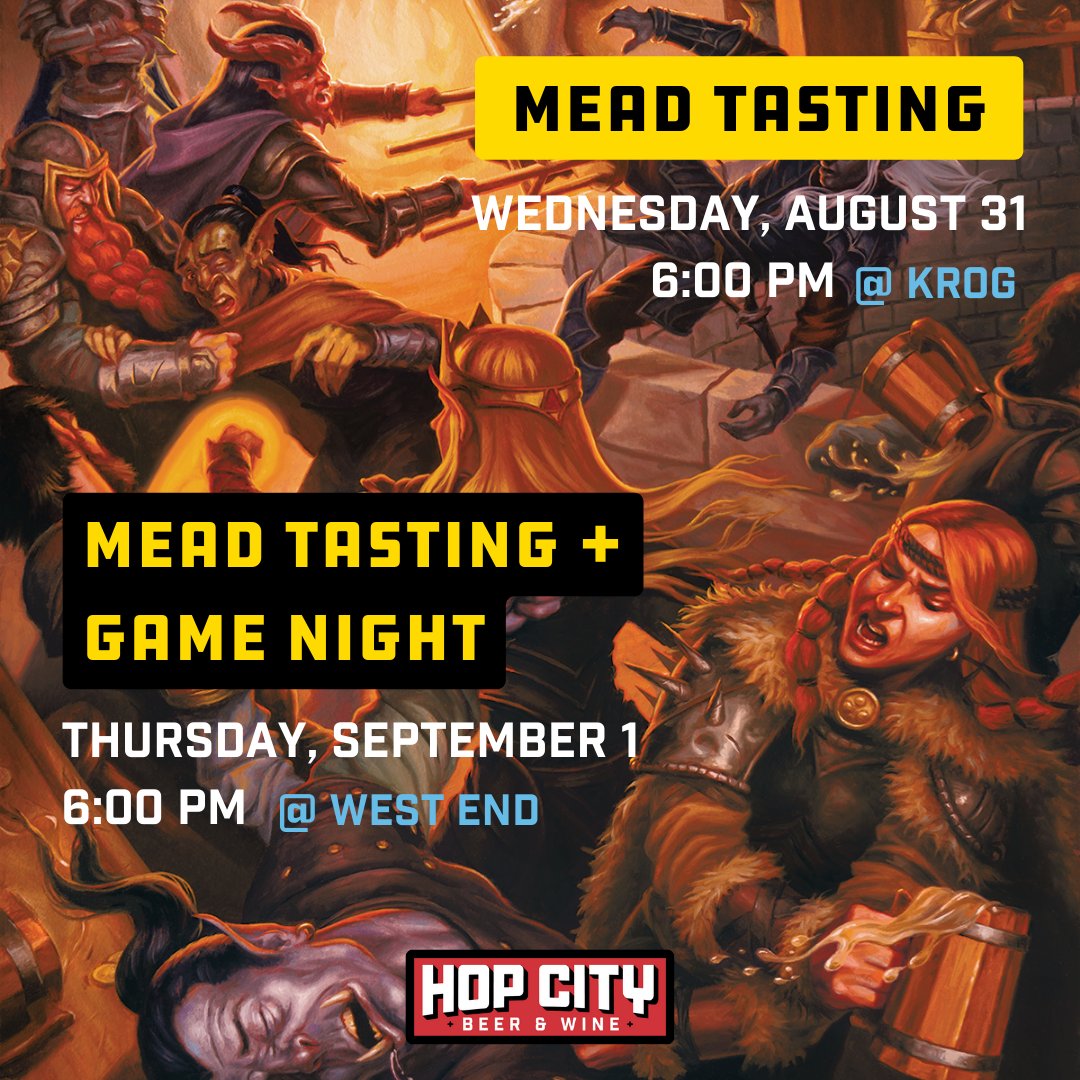 Local ATL DragonCon fans - get a jump on the event @ mead tastings hosted by Hop City. Costumes encouraged.