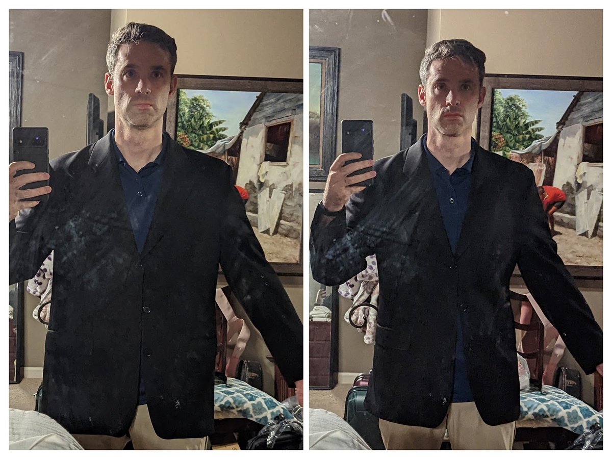 evandaremington's tweet photo. First attempt at tailoring a coat.  Definitely an improvement.  Took 45 mins, a surprisingly large portion was seam ripping the liner. https://t.co/OYfkWKq4pe