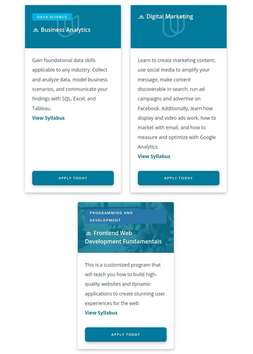 teneikaask_you's tweet photo. OneTen, BIT &amp; @Udacity opened up thousands of scholarships for their Nanodegree programs in Full Stack Development, Business Analytics &amp; Digital Marketing.
https://t.co/ESaEdGh5YK
📅Apply by Oct 4
🎨6 Projects
🎉Get a Certificate
🎓SQL, Python, Excel, HTML, JS, Web Dev &amp; more! https://t.co/Ts6p8aw9zu
