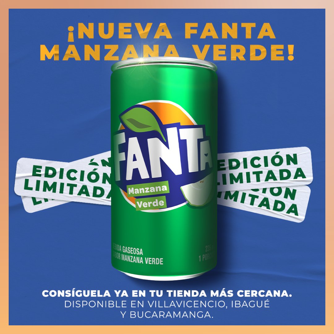 shayravelez's tweet photo. ¡Llega una nueva edición limitada! Fanta manzana verde 🍏🤤
La pueden conseguir ya en la tienda más cercana de Villavicencio, Ibagué y Bucaramanga, 🏃.

#Fanta #EdiciónLimitada #CocaColaFEMSA #OrgulloKOF https://t.co/xVu3tNxzWj