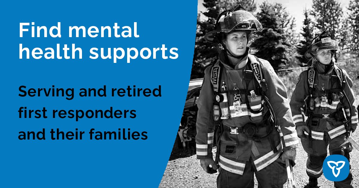 ONsafety's tweet image. Find information on mental health services and supports for serving and retired first responders, public safety personnel and their families. Visit: ontario.ca/page/mental-he…

#Mentalhealth #FirstResponders 
#ontario