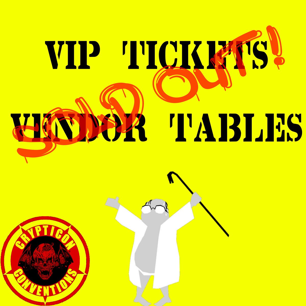 CrypticonMN's tweet photo. Ok! That's it!  VIP tickets are completely sold out! Vendor tables are completely sold out!
This is gonna be one HELL of a party!!!!

We still do have weekend passes and daily passes available.

#crypticonmn https://t.co/Gi6z5xrevi