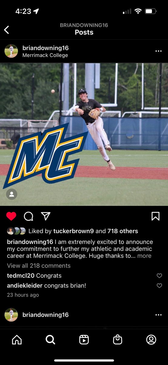 Congratulations!!! to LA’s Brian Downing for his commitment to Merrimack College.