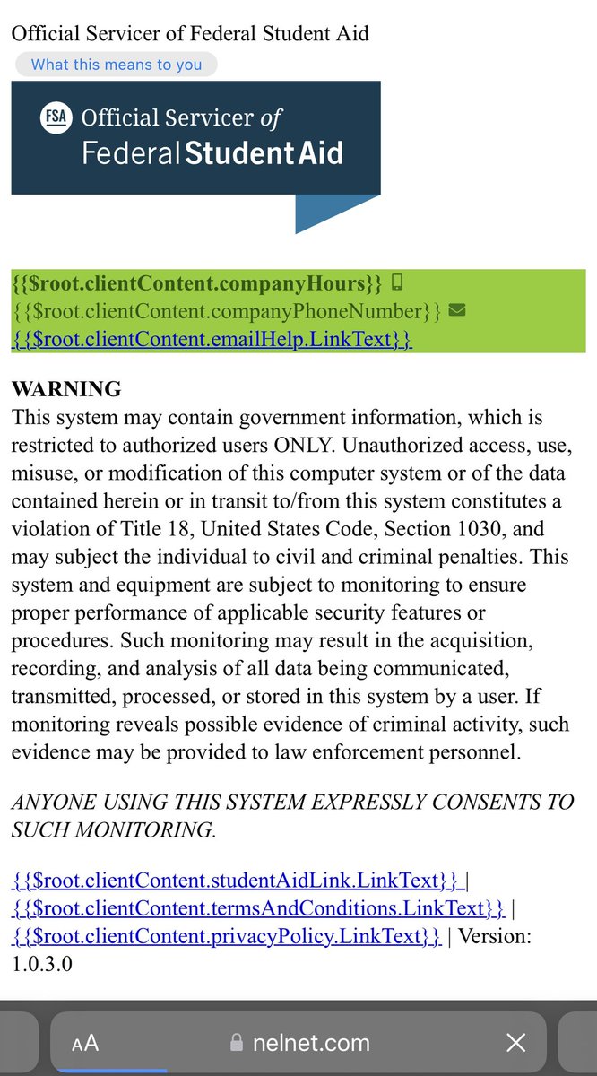 jacobkyletaylor's tweet photo. This is the most beautiful outage I’ve ever seen. Shoutout to whoever’s handling IT over at Nelnet. #studentloanforgiveness https://t.co/jtdEStAcSi
