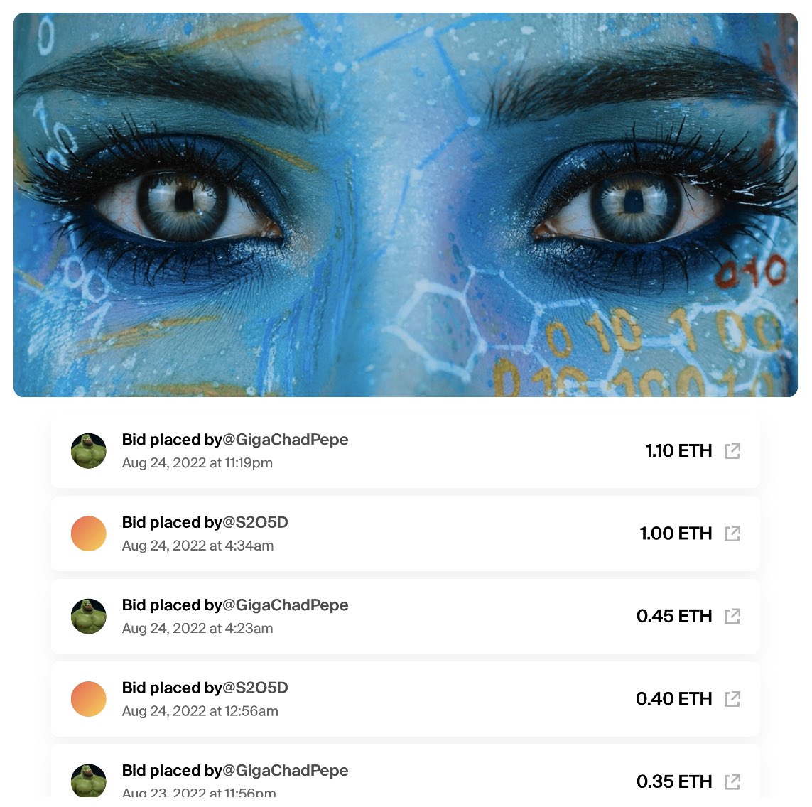 Oh my God😱 20 minutes until the end of the auction❗️ And a real bid war🔥🔥🔥 Guys <a href="/Giga_Chad_Pepe/">GigaChadPepe</a> @S2O5D , are you crazy?🧐

foundation.app/@NFTKsu/mots/1