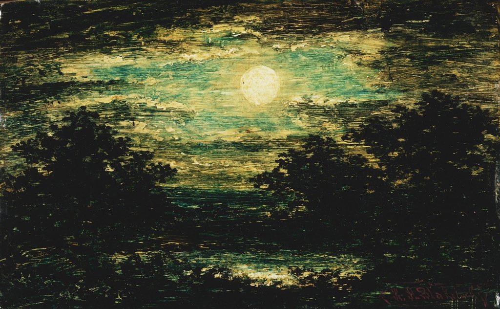 Homo_Curiosum's tweet photo. Ralph Albert Blakelock (1847-1919, American)
MOONLIGHT
between 1885 and 1895
Oil on wood panel, 14.9 x 24.1 cm.
Phillips Collection
#Impressionism #Masterpieces #Museo #Landscapes #Art #Kunst #FineArts #Paintings #Peinture #ArtHistory #Artwork #Blakelock #AmericanArt https://t.co/6OXFat65Dv