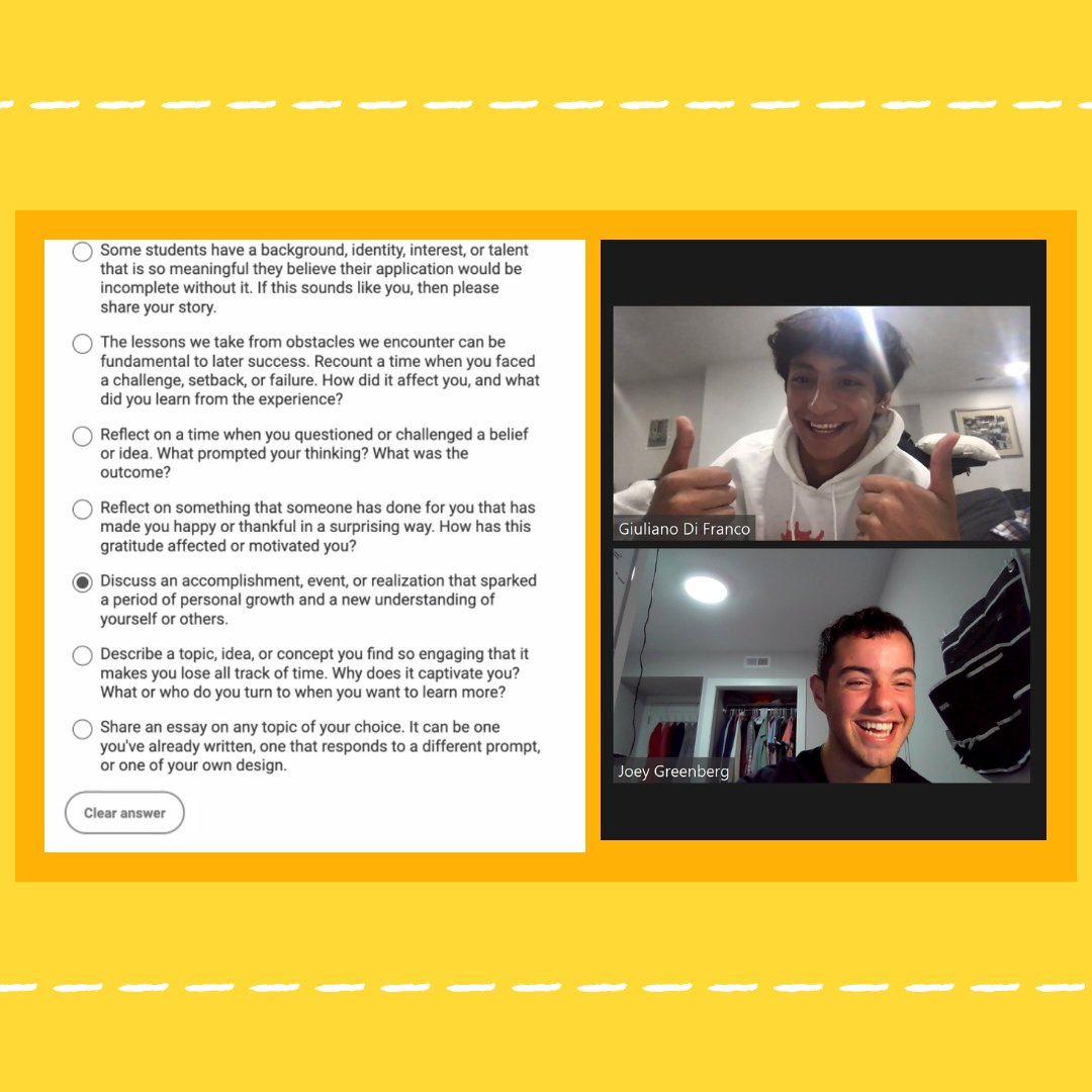 uchangescholars's tweet photo. College Application Season has started! Our mentee and mentor, Giuliano and Joey, have been working on creating a balanced college list and filling out the Common Application this past month. We are excited to see what all of our mentor and mentees are working on thus far! https://t.co/e0w4YQSJ9u