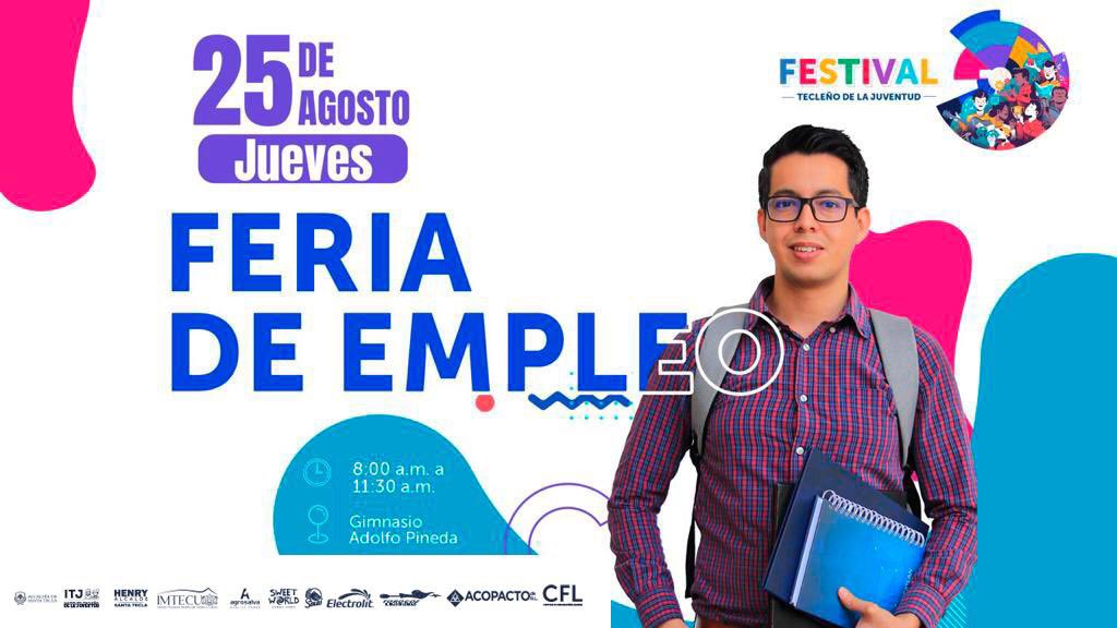 Mañana, alrededor de 30 empresas ofertarán más de 750 plazas de trabajo para la juventud tecleña.🤩

Ven al Gimnasio Municipal Adolfo Pineda desde las 8:00 a.m.

¡No olvides tu hoja de vida!

#FestivalTecleñoDeLaJuventud