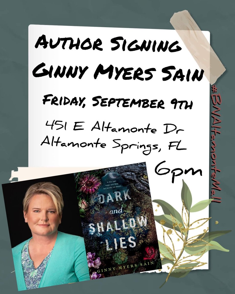 We are very pleased to announce that we will be hosting Ginny Myers Sain (<a href="/stageandpage/">Ginny Myers Sain</a>) for a book signing/discussion!! Join us on Friday, September 9th, at 6pm as we celebrate the paperback release of Dark and Shallow Lies!
