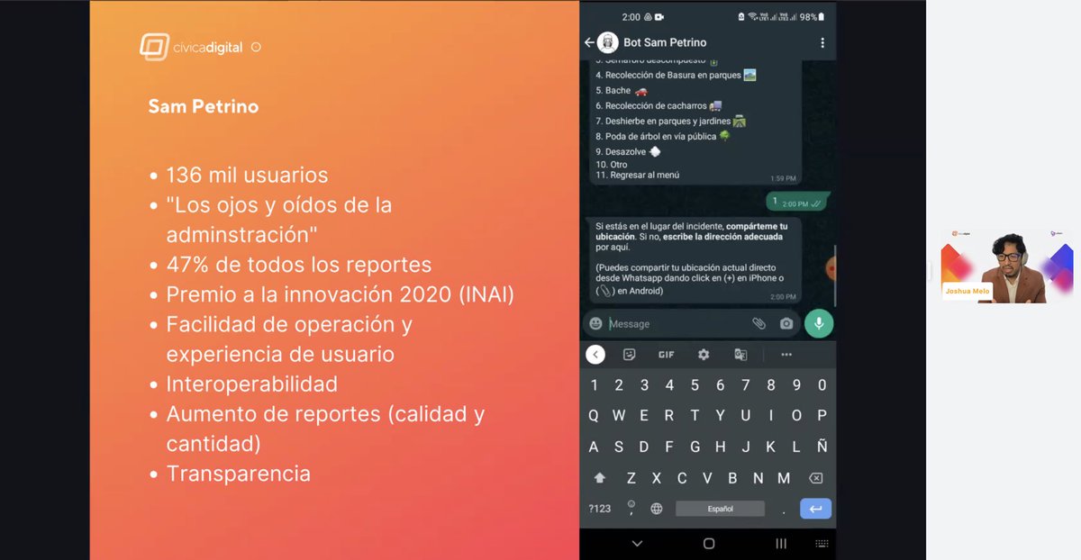 CivicaDigital's tweet photo. 🚀 Hoy te mostramos los casos más usados para brindar servicio y atención desde #WhatsApp en tu #Gobierno 🙌🏻
Gracias por asistir, y gracias también a nuestros invitados @ajoshuamelo, @artificialnerds y @juanpabloe.
🔊Si quieres una demo personalizada de #chatbot, escríbenos 🤝🏻 https://t.co/bwWHk3OSeq