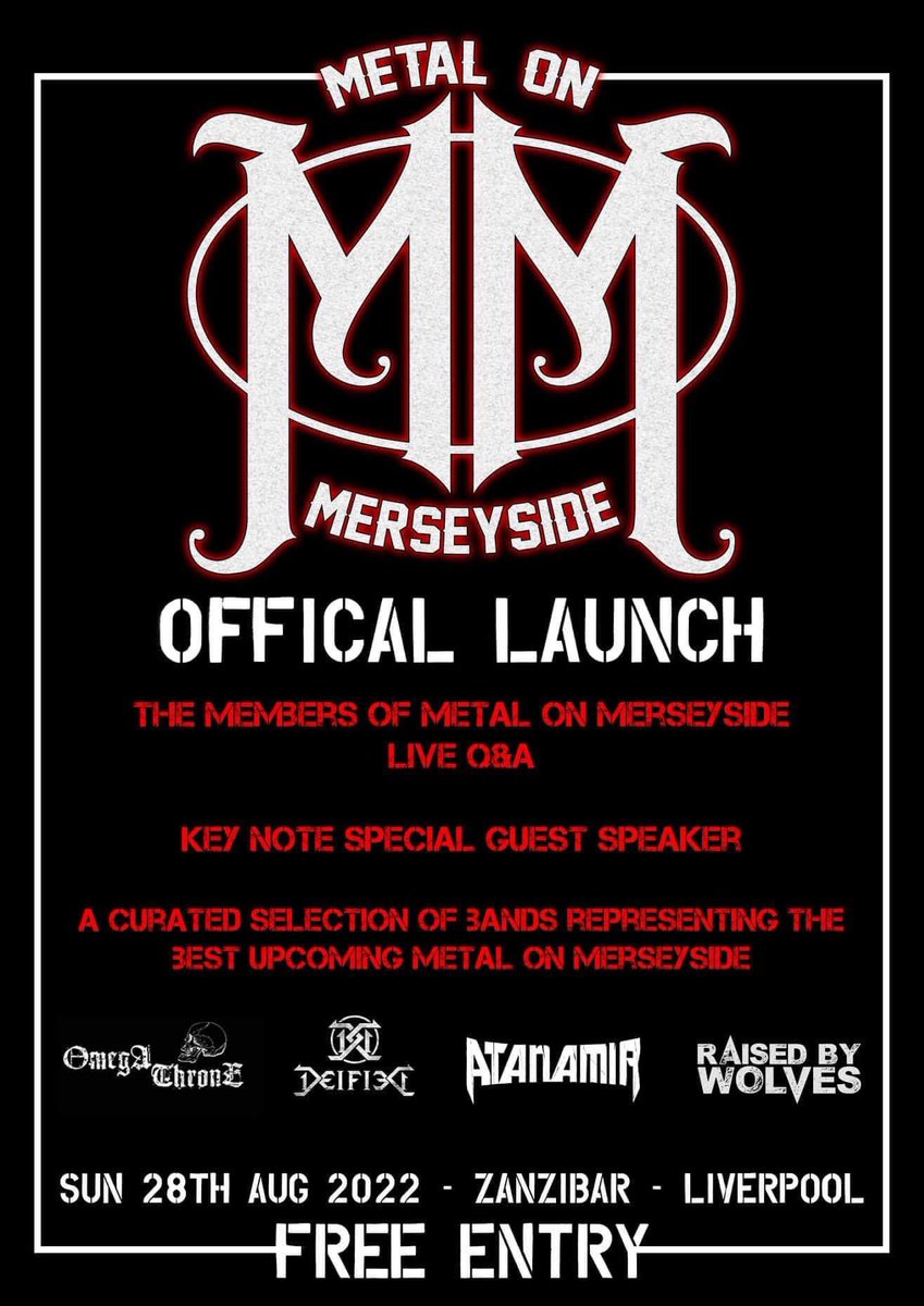 DarkEarthMetal's tweet photo. Fellow #moshers please show your support for @MetalMerseyside 🤘🏻
They have an important gig/launch event this Sunday @ZanzibarLiv👇🏻
Be there! 🤘🏻 https://t.co/hQ6tNh5Erv