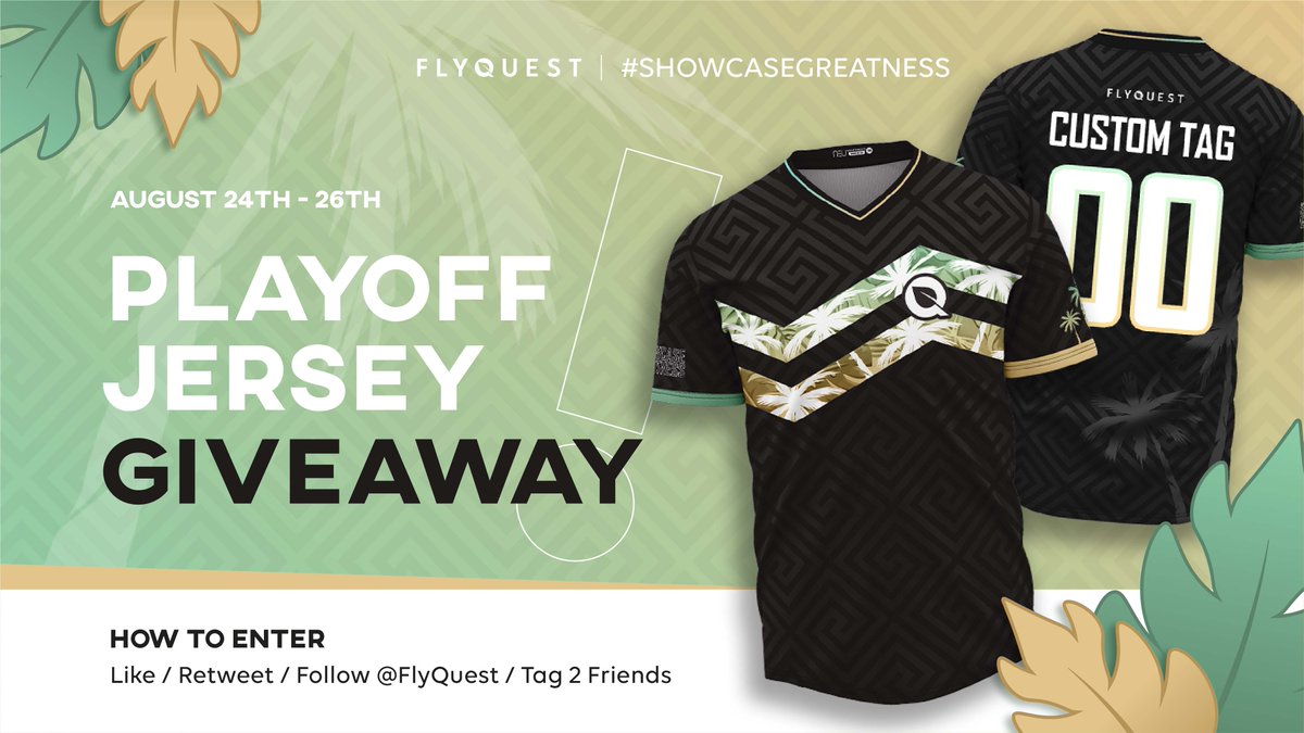 FlyQuest's tweet image. 🏖️Playoff Jersey Giveaway! 

This is your chance to rock our new Playoff jersey!
To enter:
👍Like
♻️Retweet
🌴Follow
🧑‍🤝‍🧑Tag 2 friends!