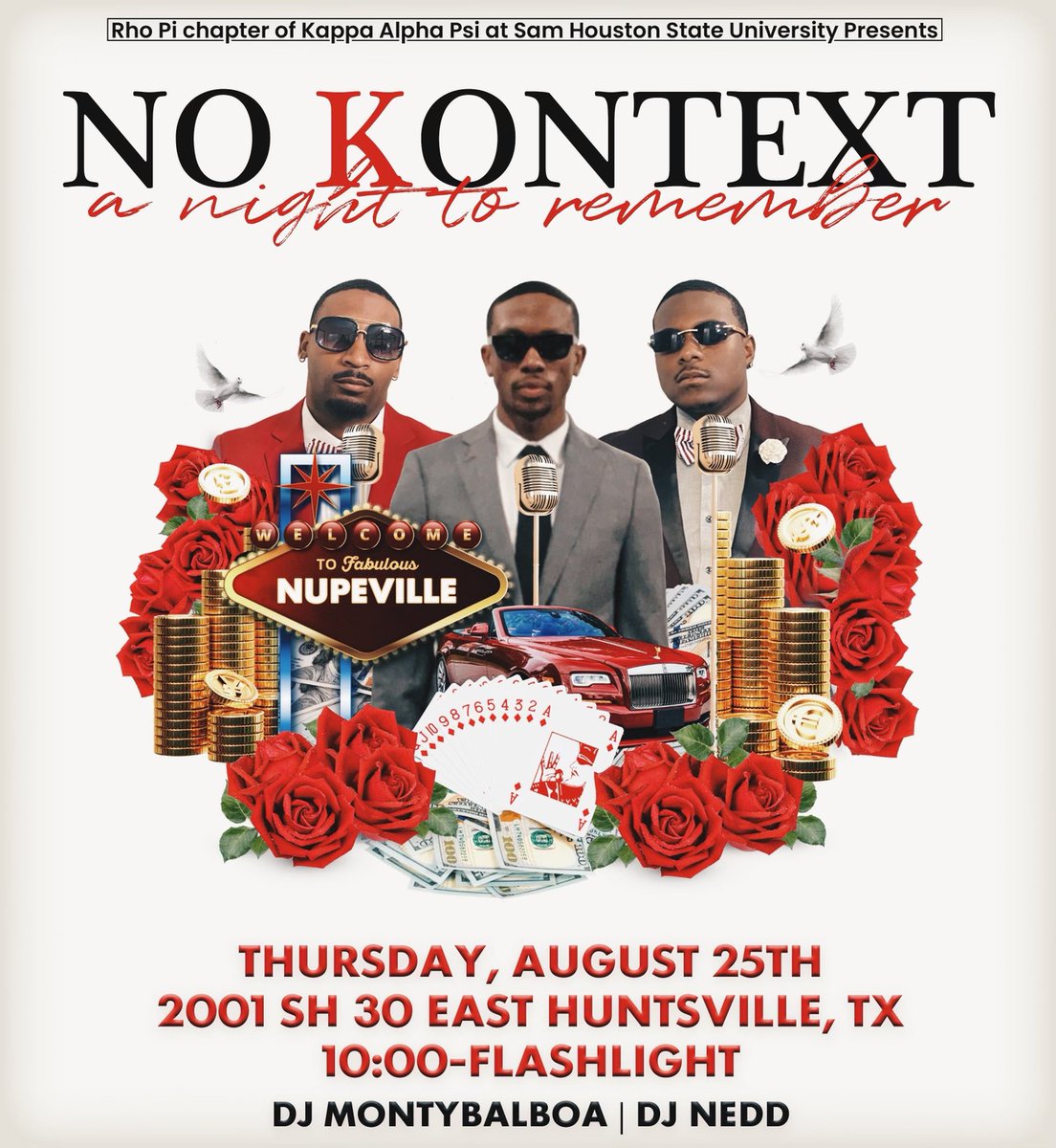 DjMontyBalBoa's tweet photo. One more Day until the First Frat
Party of #SHSUWelcomeweek2k22
@PrisonCityNupes presents
#NOKONTEXT 8/25
- Nupe Juice and Open Bar
•Sounds By @DjMontyBalBoa &amp;
@theregonarius
- Hookah
* section and Vip Lounge
-Greeks Free all Night &amp; Ladies $ free
till 10:30
#shsu26 https://t.co/xXWd5ZoXvN