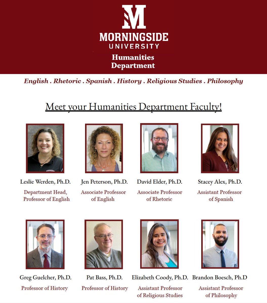 MsideHumanities's tweet photo. Meet your @MorningsideEdu Humanities Faculty!
Come visit us up on the 3rd floor of Lewis Hall or in Charles City Hall. We would love to see you and answer any questions you have!
Happy fall semester! #MsideistheBestSide #MsideProud https://t.co/5Z6RAV8jHn