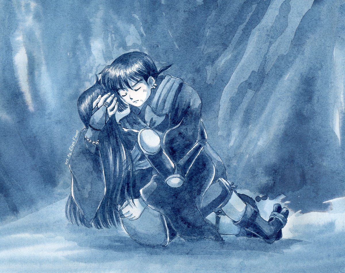 eliza_faust_art's tweet photo. Redraw of the touching #MirSan moment for the #WeekOfMirSan Day 3 - Sacrifice/Blue 📿🪃 https://t.co/VFfRkU7Jn5