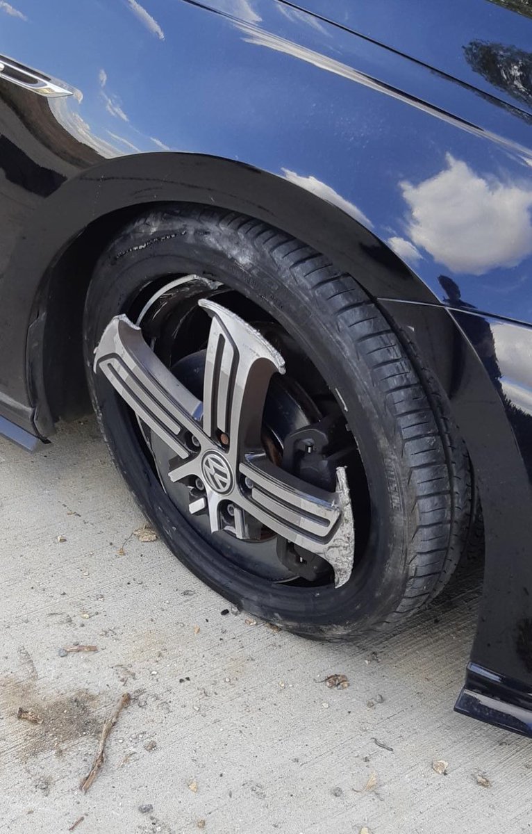 roadpoliceBCH's tweet photo. Camb-Another Golf R identified in serious offences in Northants made off from us on sight, but had more power than skill and had a ‘coming together’ with a roundabout. Occupants decamped, 2 in Custody. One wanted in Met for stealing cars as well #TeamDNorth @BCHPoliceDogs @ApuBch https://t.co/uDNkybnYVu